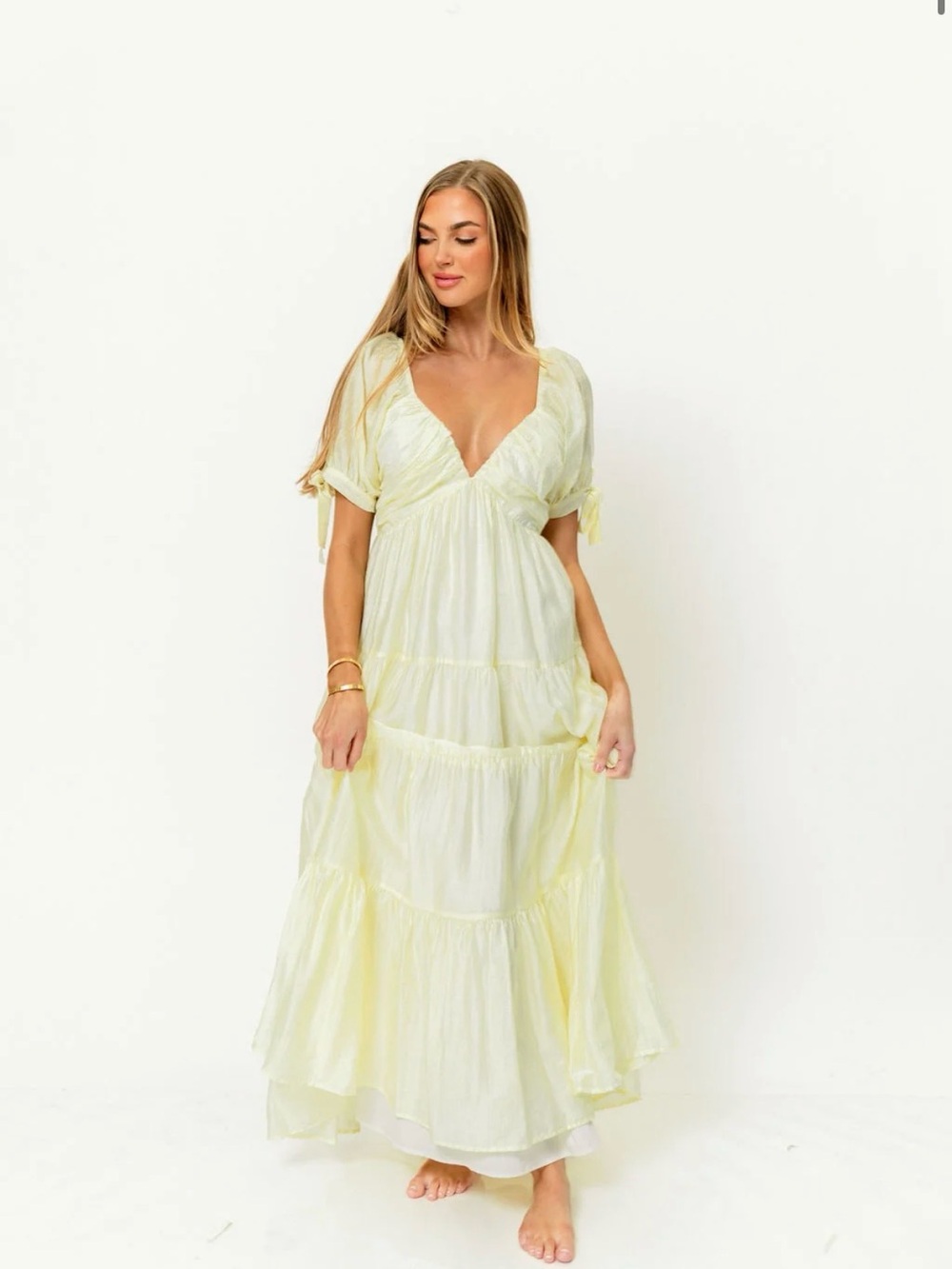 Sunlit Tiered Maxi Dress with V-Neck